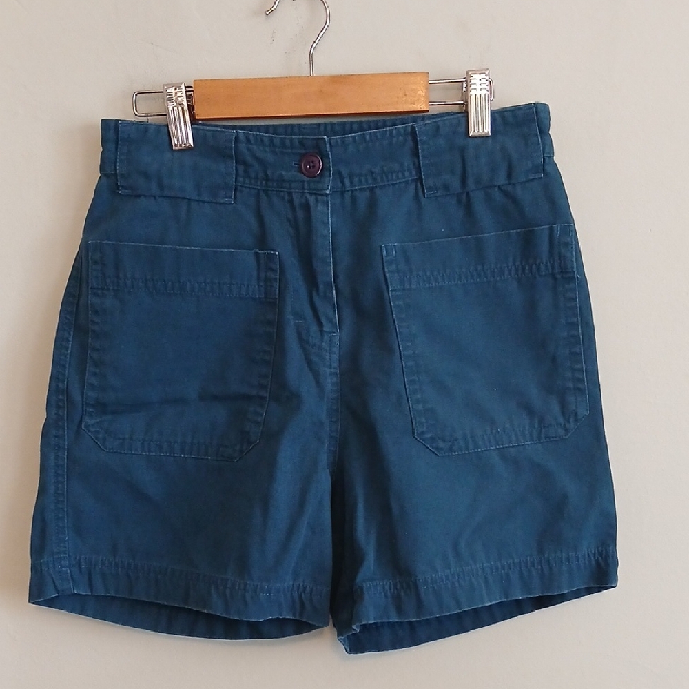Cotopaxi Women's Campana Teal Blue High Waisted Organic Cotton Shorts Size Small